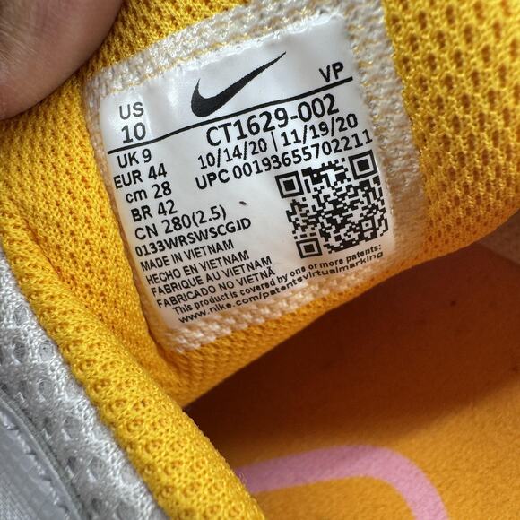 Nike‎ Zoom Pulse Slip On Nursing Shoes Mens Size 10 White Pink Yellow CT1629-002 main image 5